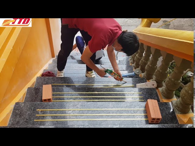 Hướng dẫn cách thi công Nẹp Đồng chống trơn T8, Công trình Chùa Khmer Đường Hoàng Sa – HCM